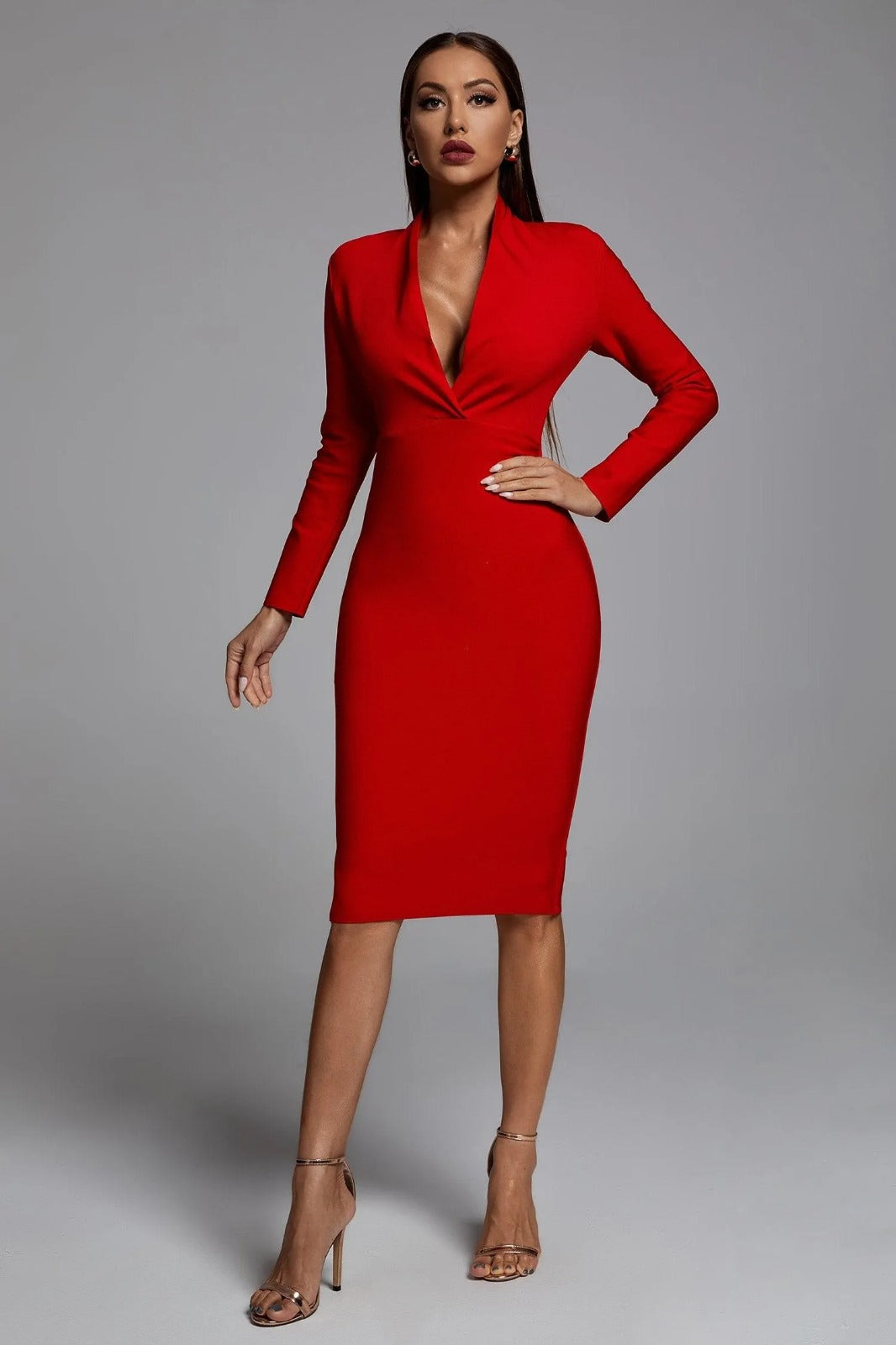 Persephone Bandage Dress-Red