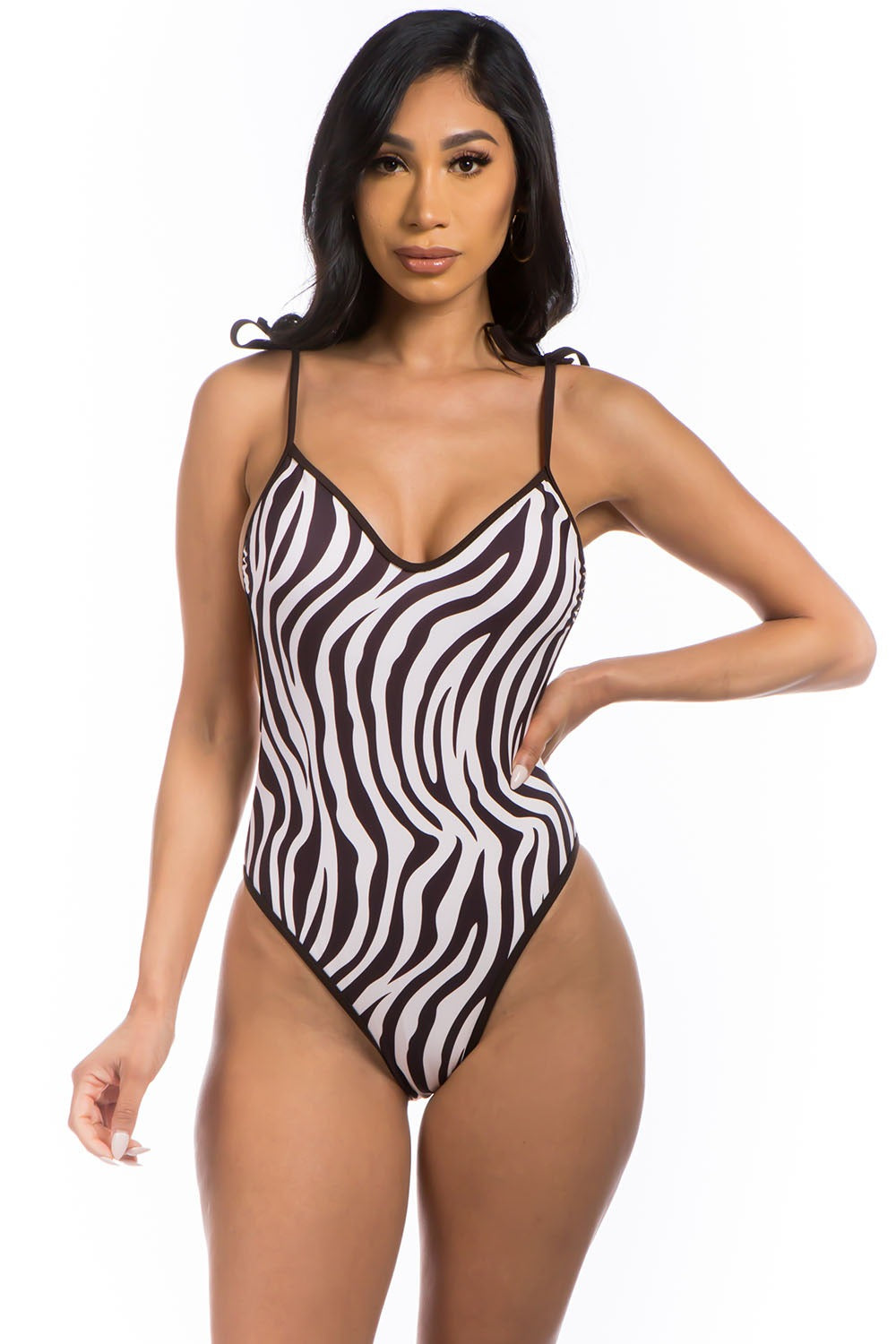 ZEBRA STRIPED SWIMSUIT